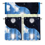 Sky And Space Yin Yang Print 3 Piece Kitchen Curtains