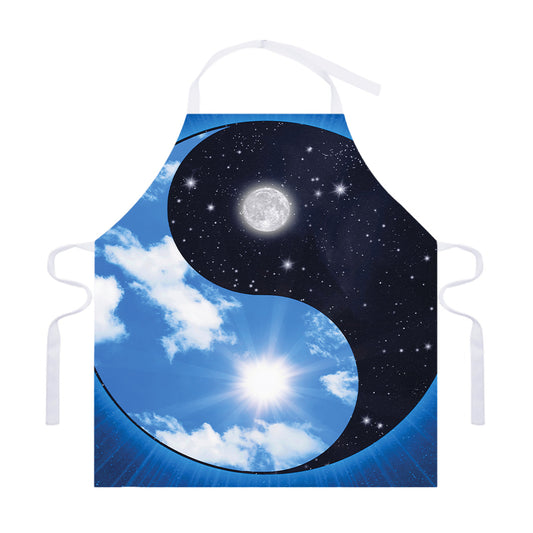 Sky And Space Yin Yang Print Adjustable Apron