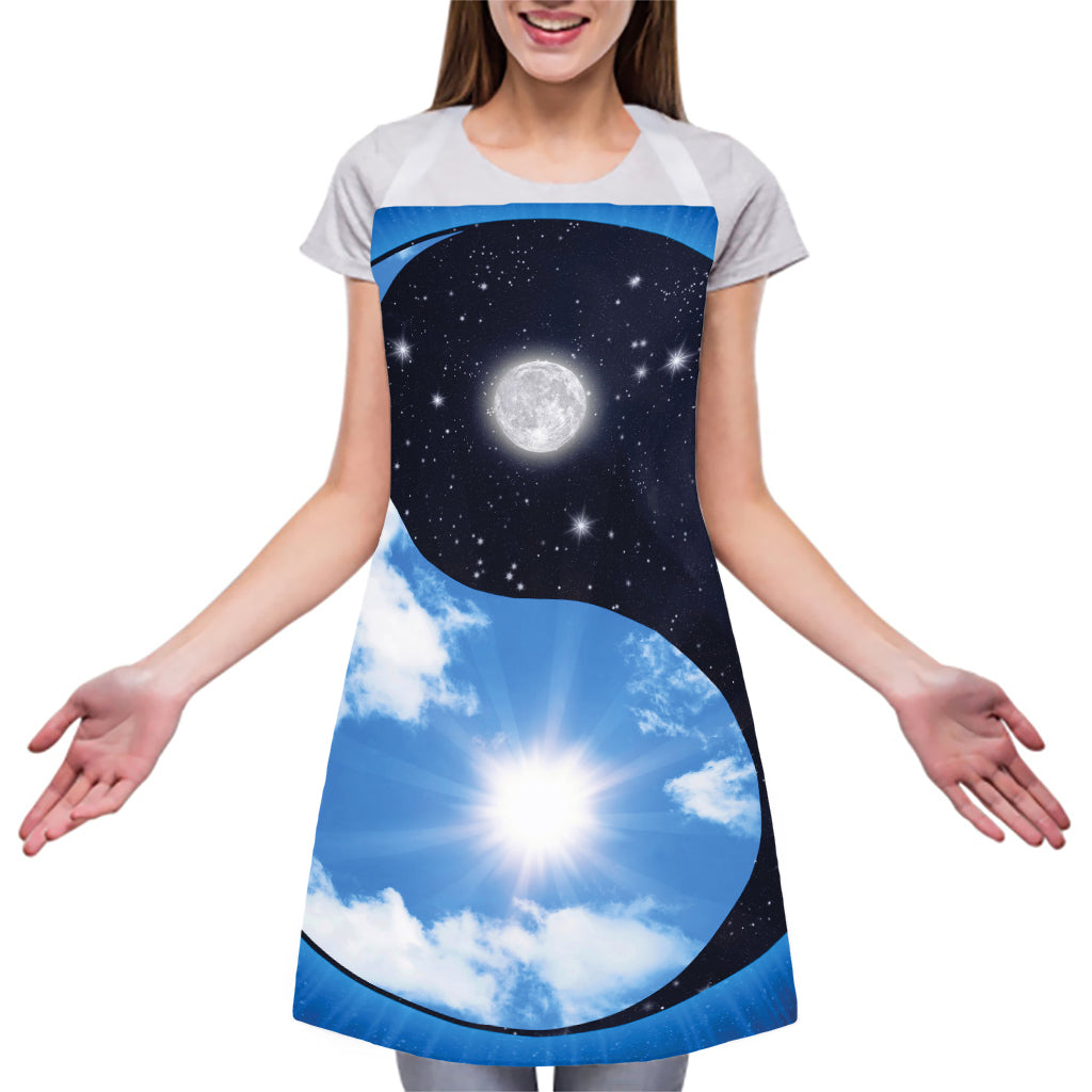 Sky And Space Yin Yang Print Adjustable Apron
