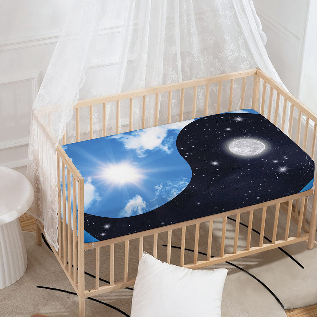 Sky And Space Yin Yang Print Baby Crib Sheet