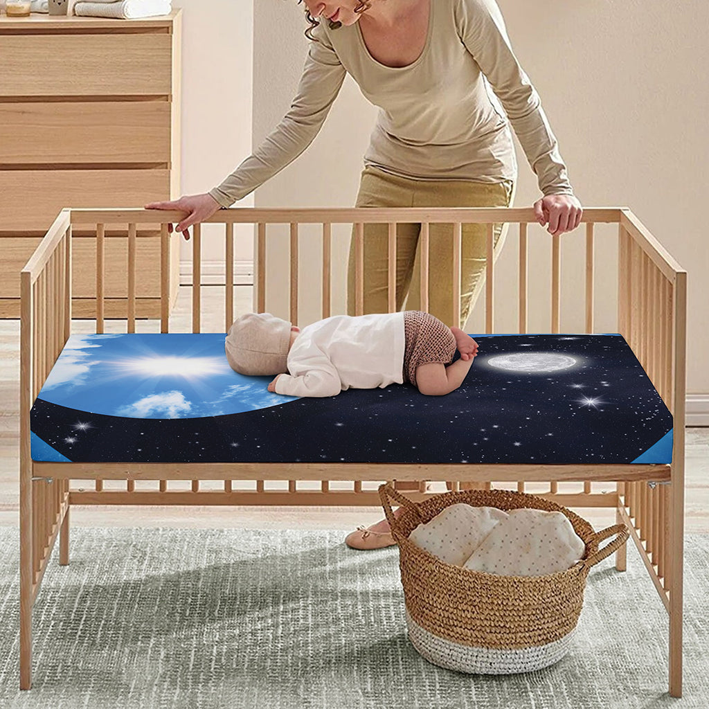 Sky And Space Yin Yang Print Baby Crib Sheet