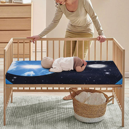 Sky And Space Yin Yang Print Baby Crib Sheet