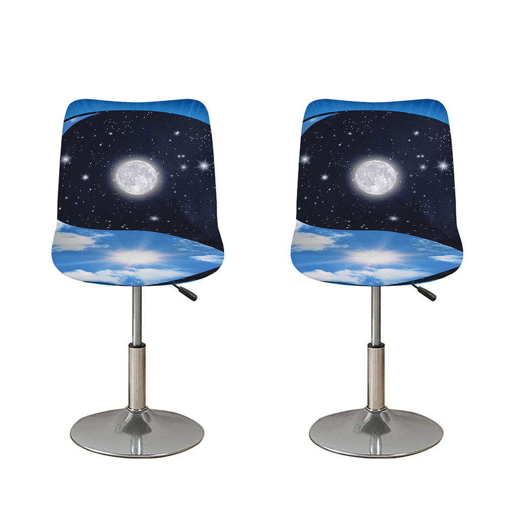 Sky And Space Yin Yang Print Bar Stool Covers