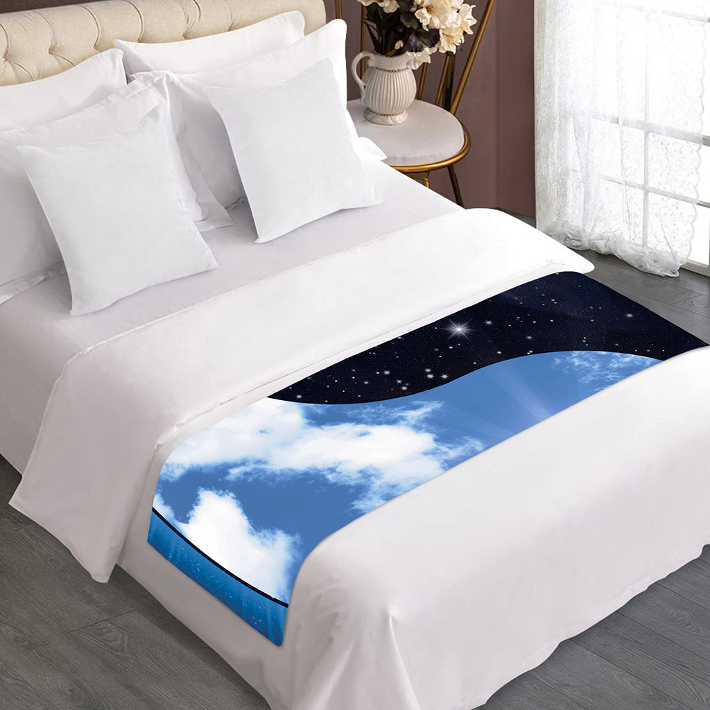 Sky And Space Yin Yang Print Bed Runner