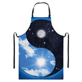Sky And Space Yin Yang Print Bib Apron With Pocket
