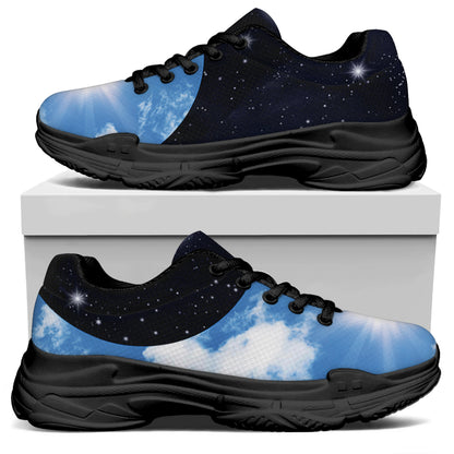 Sky And Space Yin Yang Print Black Chunky Shoes
