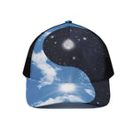 Sky And Space Yin Yang Print Black Mesh Trucker Cap