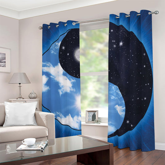 Sky And Space Yin Yang Print Blackout Grommet Curtains