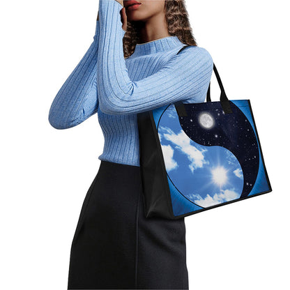 Sky And Space Yin Yang Print Canvas Tote Bag