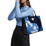 Sky And Space Yin Yang Print Canvas Tote Bag