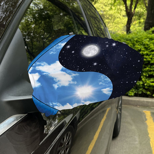 Sky And Space Yin Yang Print Car Side Mirror Covers