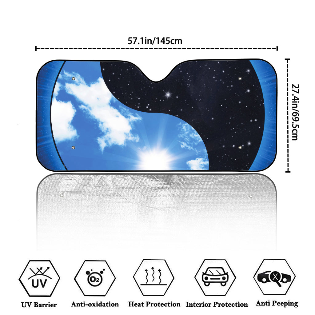 Sky And Space Yin Yang Print Car Windshield Sun Shade