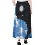 Sky And Space Yin Yang Print Chiffon Maxi Skirt