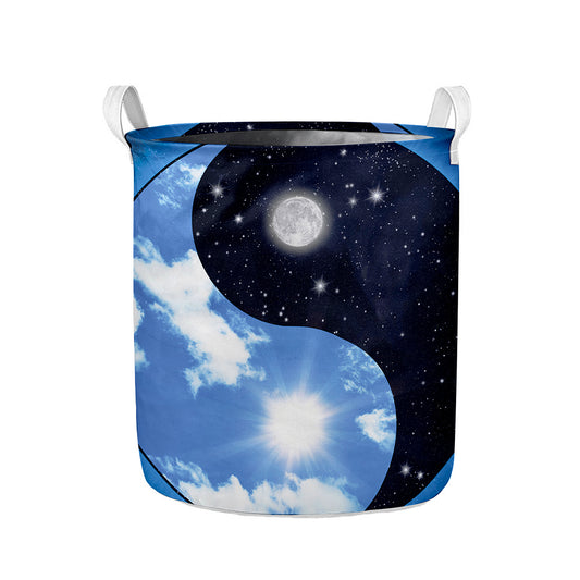 Sky And Space Yin Yang Print Collapsible Laundry Basket