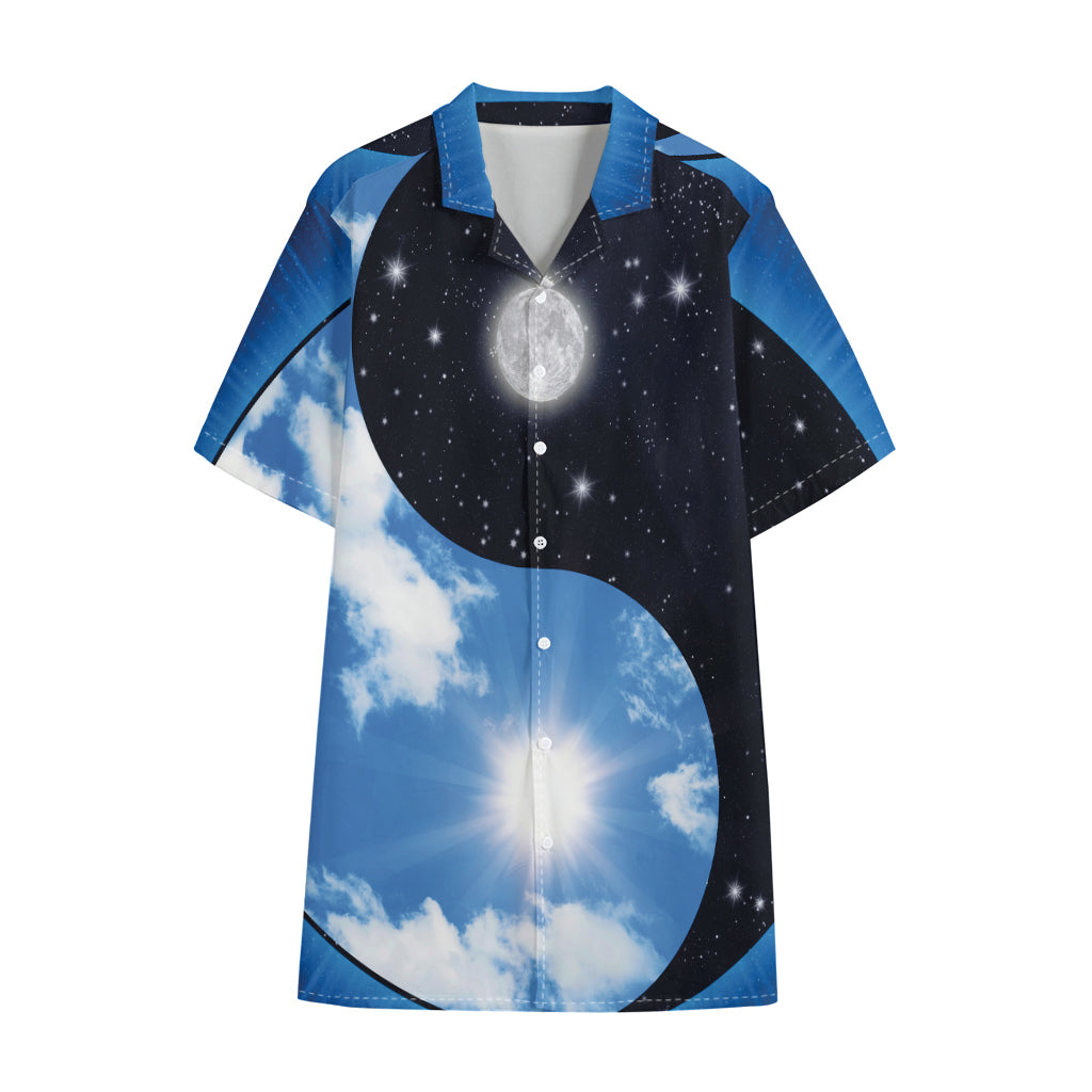 Sky And Space Yin Yang Print Cotton Hawaiian Shirt
