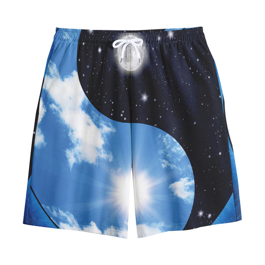 Sky And Space Yin Yang Print Cotton Shorts