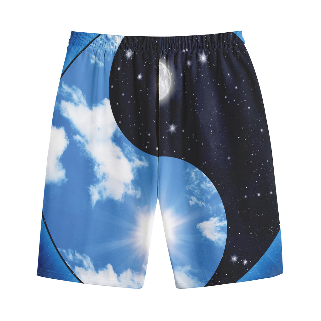 Sky And Space Yin Yang Print Cotton Shorts