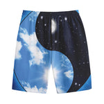 Sky And Space Yin Yang Print Cotton Shorts