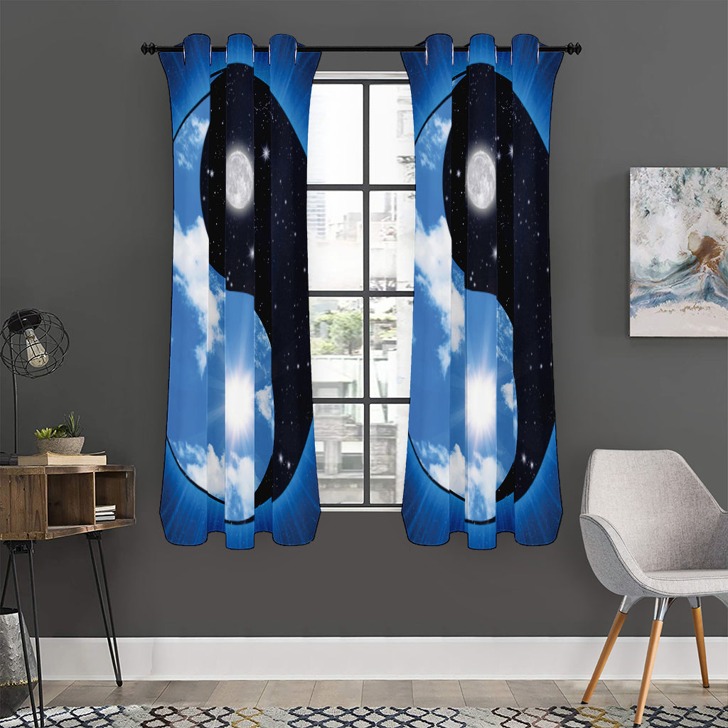 Sky And Space Yin Yang Print Curtain