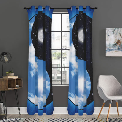 Sky And Space Yin Yang Print Curtain