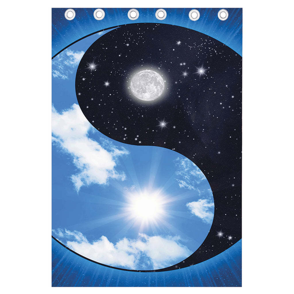 Sky And Space Yin Yang Print Curtain