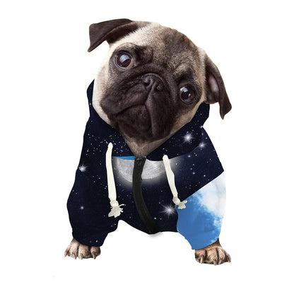 Sky And Space Yin Yang Print Dog Zip Up Hoodie