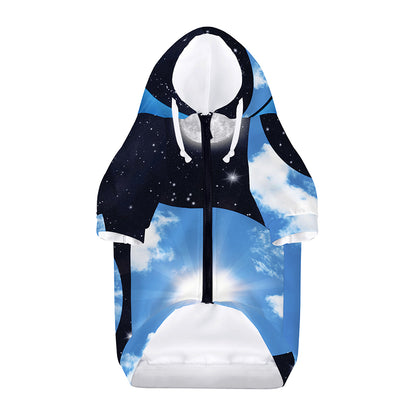 Sky And Space Yin Yang Print Dog Zip Up Hoodie