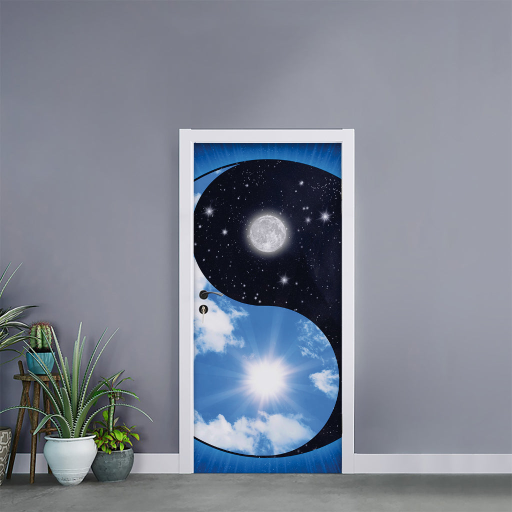 Sky And Space Yin Yang Print Door Sticker