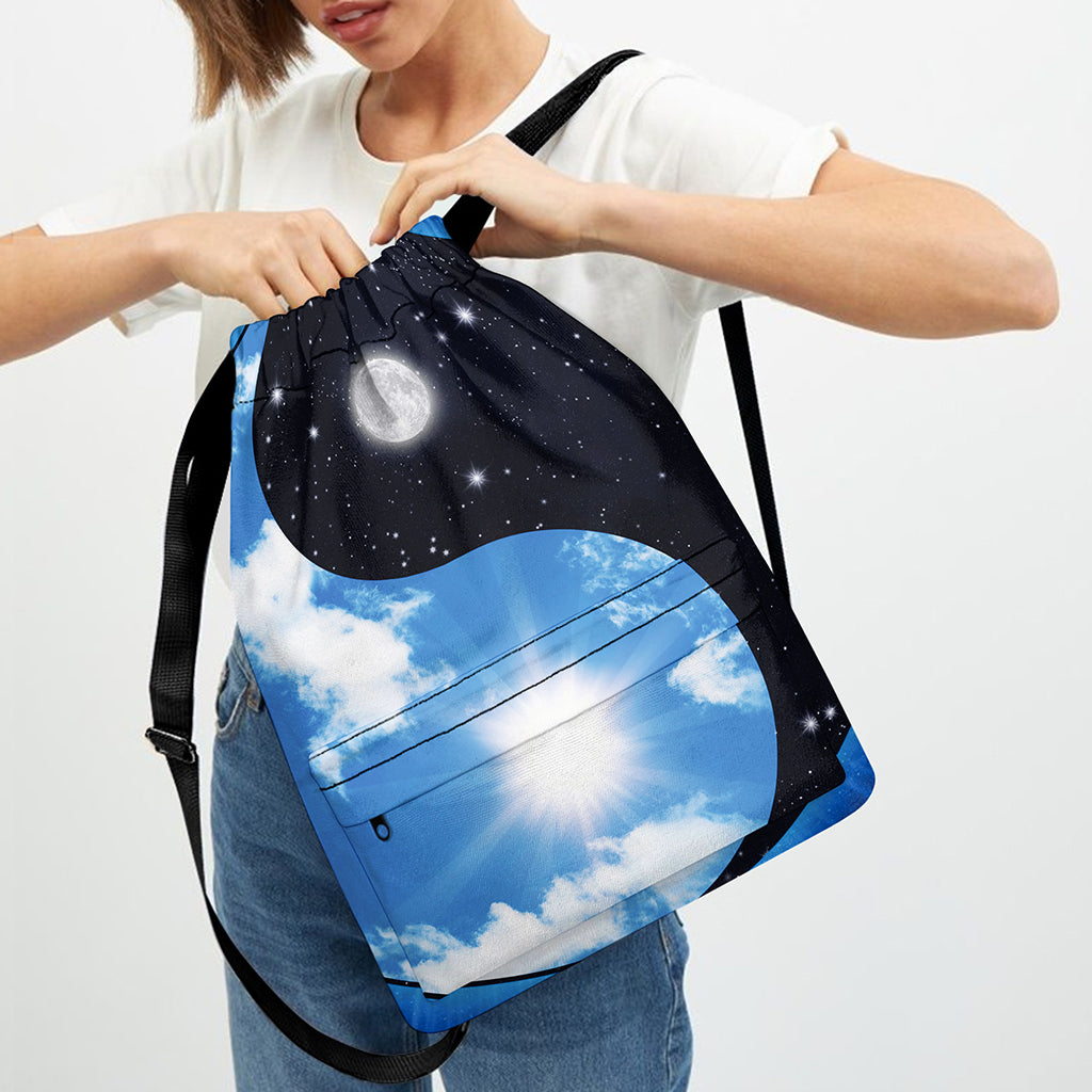 Sky And Space Yin Yang Print Drawstring Backpack
