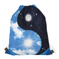 Sky And Space Yin Yang Print Drawstring Bag