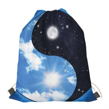 Sky And Space Yin Yang Print Drawstring Bag
