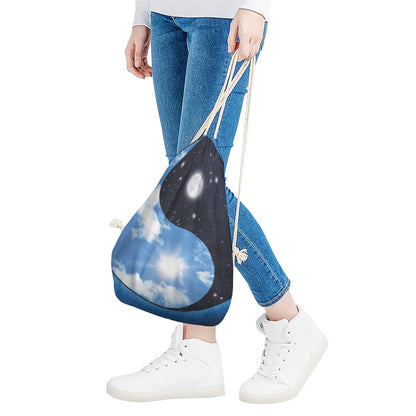 Sky And Space Yin Yang Print Drawstring Bag