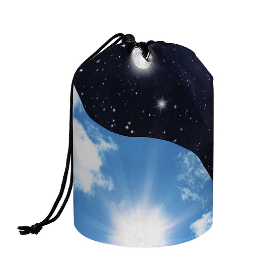 Sky And Space Yin Yang Print Drawstring Makeup Bag