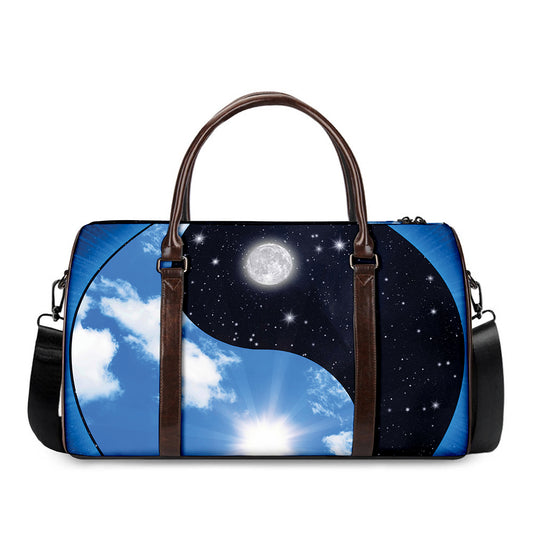 Sky And Space Yin Yang Print Duffle Bag