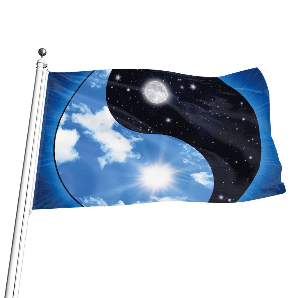 Sky And Space Yin Yang Print Flag