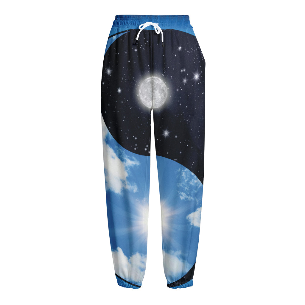Sky And Space Yin Yang Print Fleece Lined Knit Pants