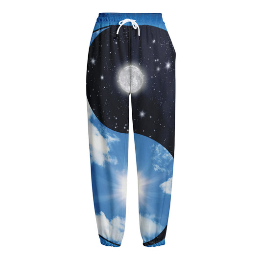 Sky And Space Yin Yang Print Fleece Lined Knit Pants