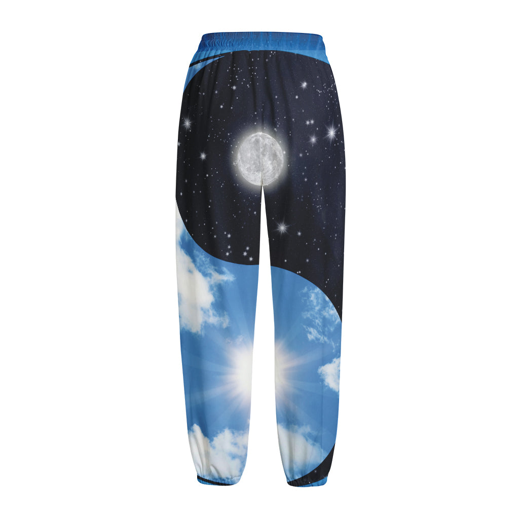 Sky And Space Yin Yang Print Fleece Lined Knit Pants