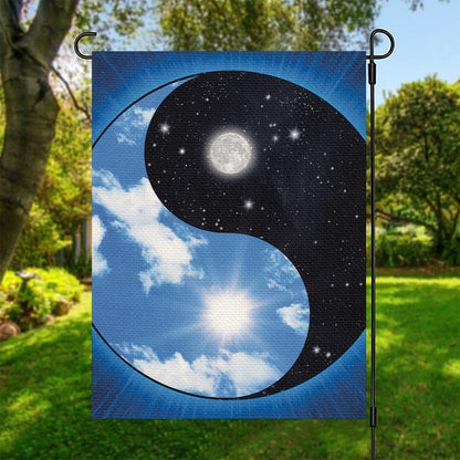Sky And Space Yin Yang Print Garden Flag