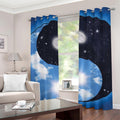 Sky And Space Yin Yang Print Grommet Curtains