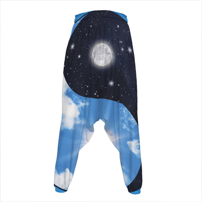 Sky And Space Yin Yang Print Hammer Pants