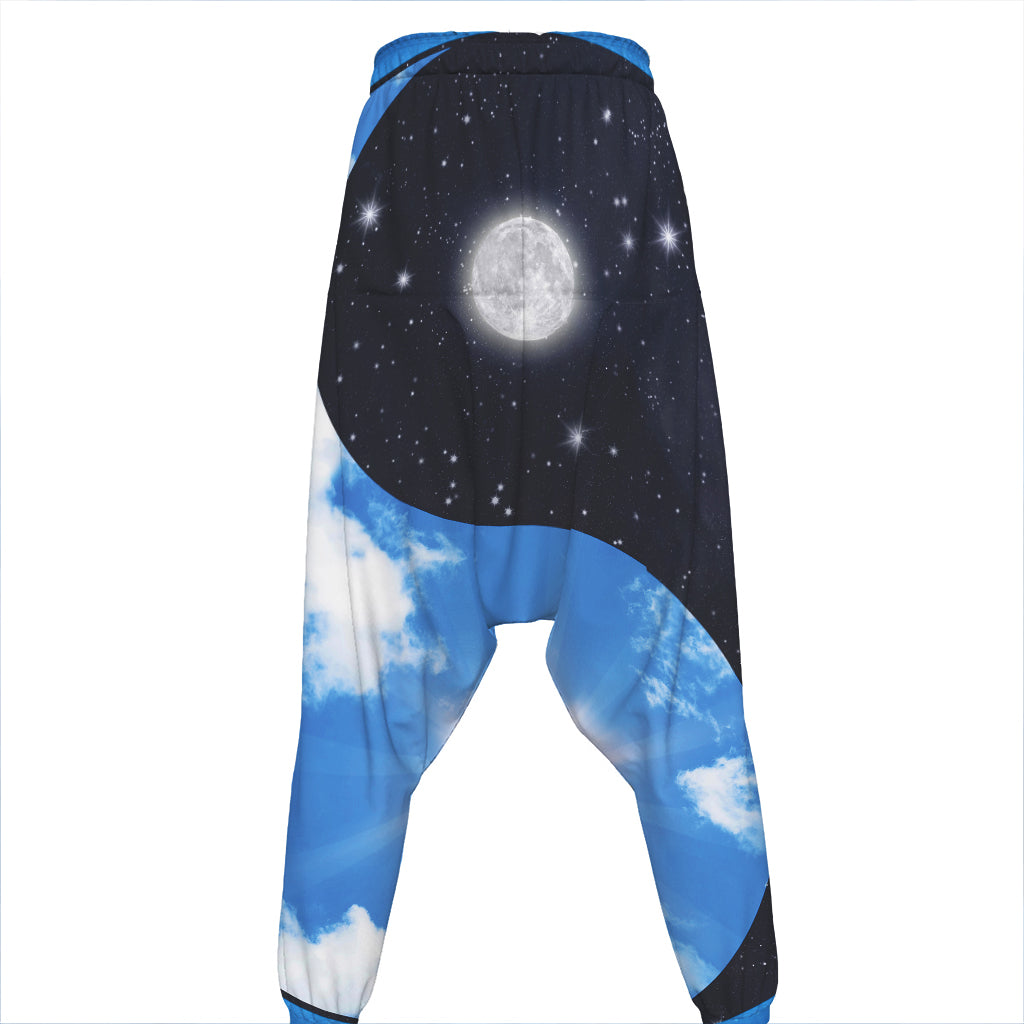 Sky And Space Yin Yang Print Hammer Pants