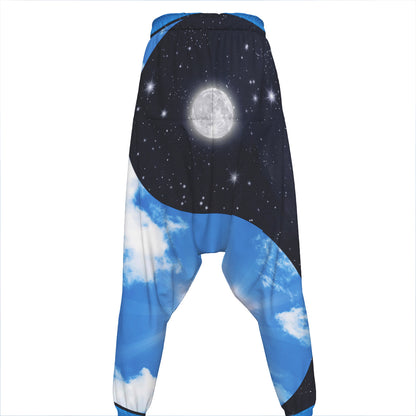 Sky And Space Yin Yang Print Hammer Pants
