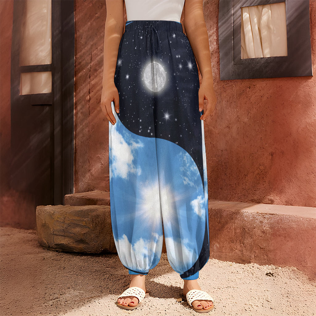 Sky And Space Yin Yang Print Harem Pants