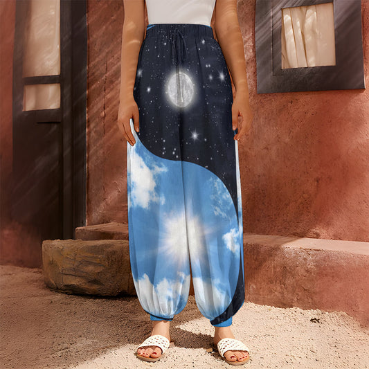 Sky And Space Yin Yang Print Harem Pants