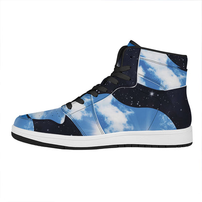 Sky And Space Yin Yang Print High Top Leather Sneakers