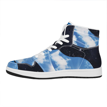 Sky And Space Yin Yang Print High Top Leather Sneakers