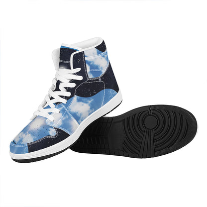Sky And Space Yin Yang Print High Top Leather Sneakers