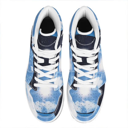 Sky And Space Yin Yang Print High Top Leather Sneakers