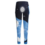 Sky And Space Yin Yang Print High-Waisted Pocket Leggings